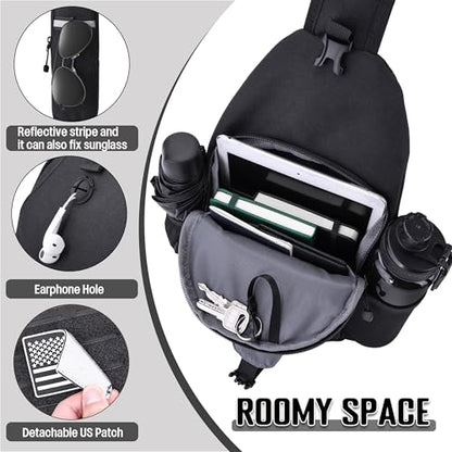 DEYACE Mens Sling Bag, Water-Resistant Large Shoulder Bag Small Single Strap Backpack Cross body Bag for Men