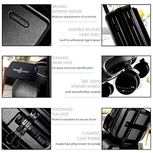 TRAVELARIM 20 Inch Carry On Luggage 22x14x9 Airline Approved Suitcase - color: Black, size: Carry-on 20 Inch