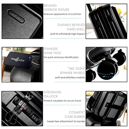 TRAVELARIM 20 Inch Carry On Luggage 22x14x9 Airline Approved Suitcase - color: Black, size: Carry-on 20 Inch