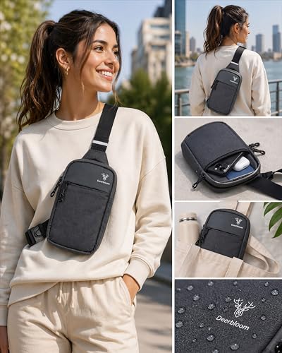 Mini Sling Bag, Water-Resistant Crossbody Chest Pack for Men & Women - color: Gray