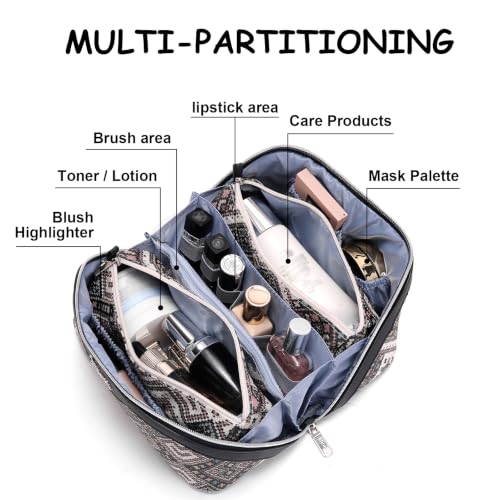 BOYATU Travel Makeup Bag Organizer: Boho Large Capacity Cosmetic Bag Sets - color: 10-Black