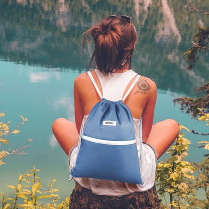WANDF Drawstring Backpack, Gym Sackpack for Sports (Dark Blue) - color: Dark Blue