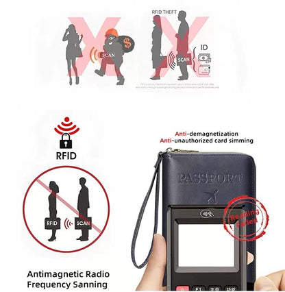 다기능 RFID 여권 지갑, 하늘색, 패션 - color: 하늘색