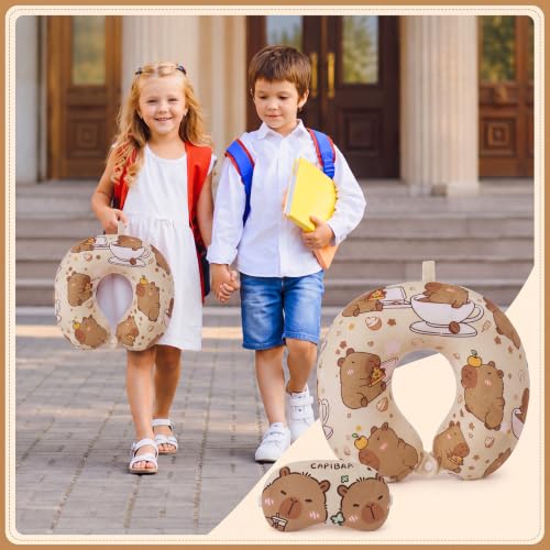 Gilprop 2 Pcs Capybara Neck Pillow for Travel with Sleep Eye Mask - style: Capybara