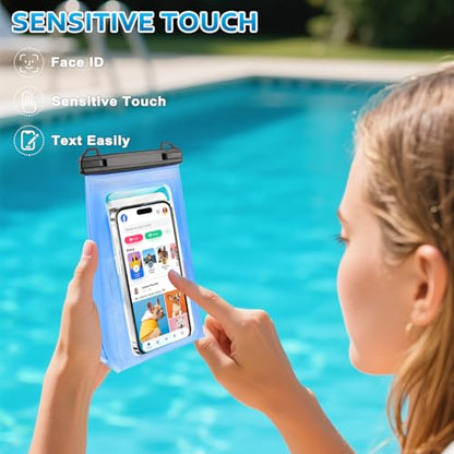 PEDVSTY Waterproof Phone Pouch Floating, Double Seals, Expandable Space - color: Blue, size: Regular (Up to 7.2")