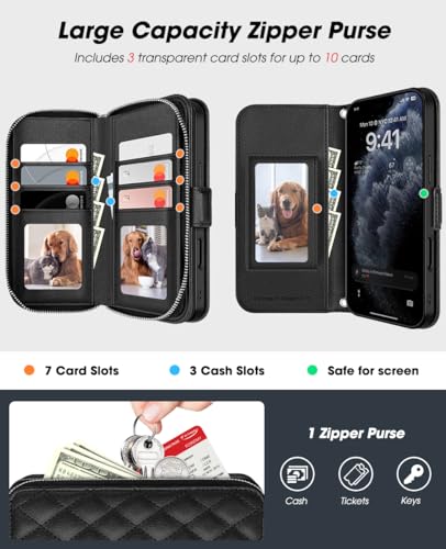OCASE Crossbody Wallet Case for iPhone 18 Pro/17 Pro, Black Argyle - color: Black Argyle, size: iPhone 17 Pro/ iPhone 18 Pro