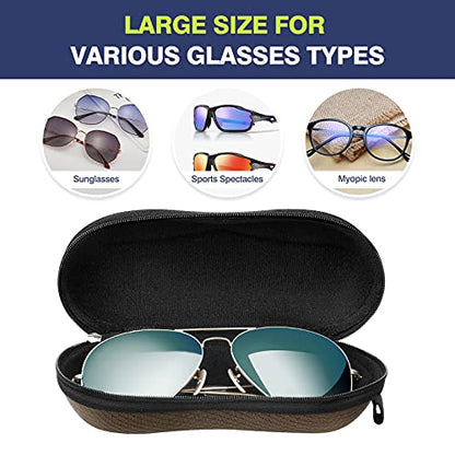 MoKo Semi Hard Shell Sunglasses Case, Unisex Protective Eyeglass Case Glasses Case Holder with Metal Hanging Hook - color: Coffee-eva, size: 1개입