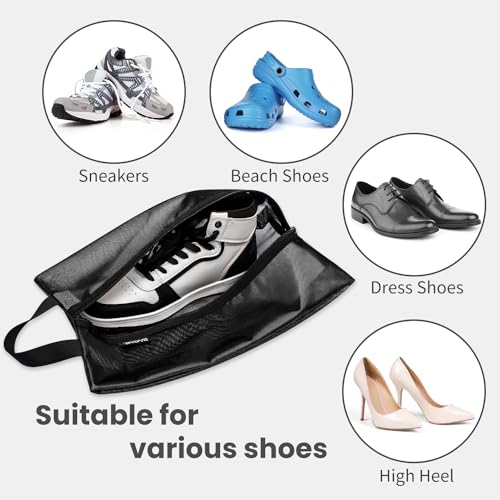 Bagail Shoe Bags for Travel, TPU Water Resistant Shoe Pouch(2Psc, Black)