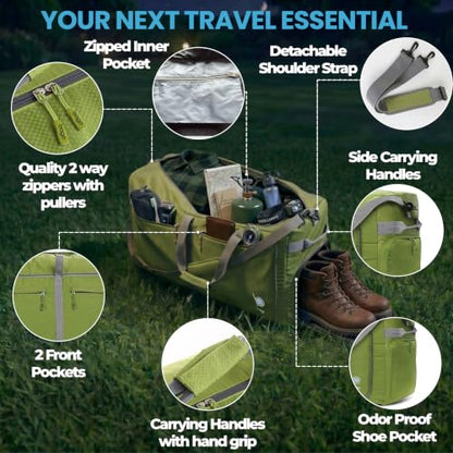 Bago Travel Duffle Bag for Women & Men. Extra Large Foldable Duffel Bags - color: Green, size: 120L