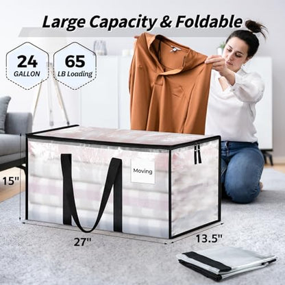 ukeetap 16 Pack Extra Large Clothes Storage Bins with Lids, Clear - color: Clear, size: 16 Pack