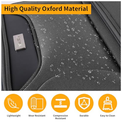 WireHot 3-Piece Softside Expandable Luggage Set, Gray, 20in/24in/28in - color: Grey