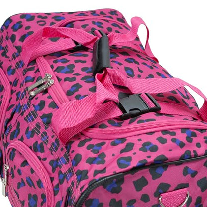 Rockland Rolling Duffel Bag, Black, 22" - color: Magenta Leopard, size: 22"
