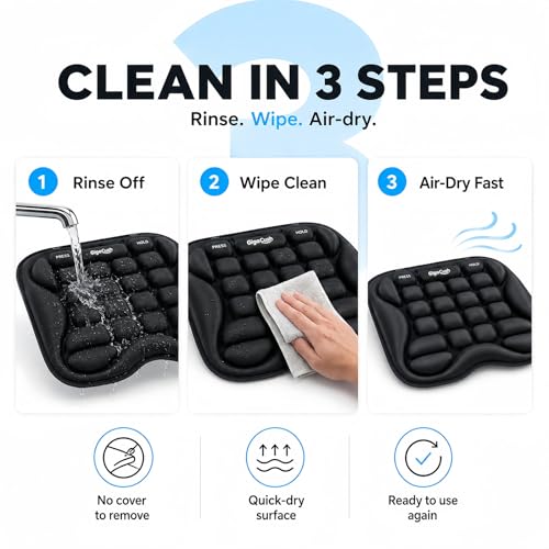 Airplane Seat Cushion for Long Flights, Inflatable Travel Seat Cushion with Built-in Pump, Adjustable Air Cell Support, Lightweight Portable Seat Pad for Stadiums and Concerts, Black