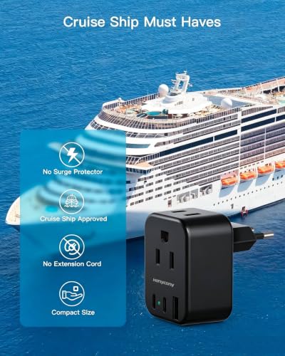 Black European Travel Plug Adapter, US to Europe, Type C Power Adapter - style: Type C - Most of Europe(Black)