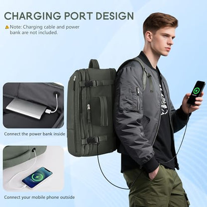 Beraliy Travel Backpack for Men Women,TSA Carry On Backpack Flight Approved - color: Olive-green