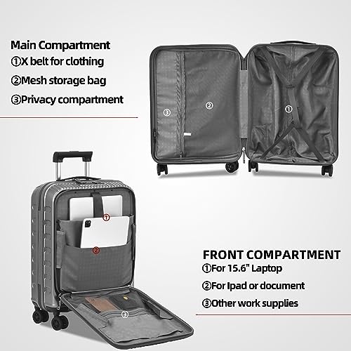 Kaleenie 2 PCS 20/29 Luggage Sets, 20” Cabin Luggage 29” Side Open Suitcase - color: Dark Gray, size: 20/29 Set