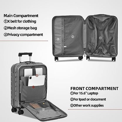 Kaleenie 2 PCS 20/29 Luggage Sets, 20” Cabin Luggage 29” Side Open Suitcase - color: Dark Gray, size: 20/29 Set