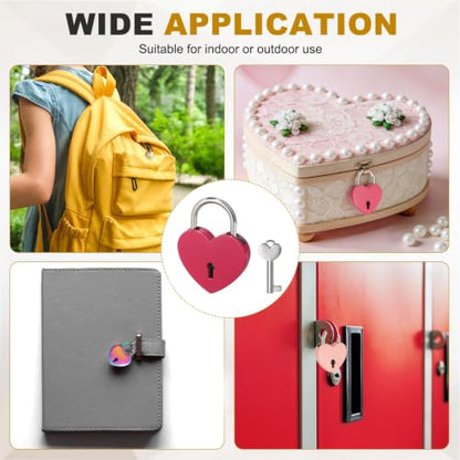 PATIKIL Mini Heart Lock w/Key 1.8x2.4 Heart Shaped Padlock Dark Pink - color: Dark Pink, size: 1.8"x2.4"