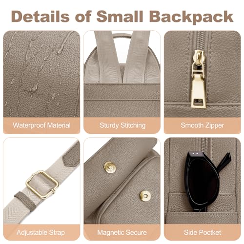 SYTRAH Mini Backpack Purse for Women, Small Travel Casual Daypack Khaki - color: Khaki