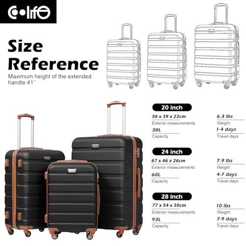 Coolife Luggage Set, 3 Piece Lightweight Durable Hardshell, Apricot Navy - color: Apricot Navy
