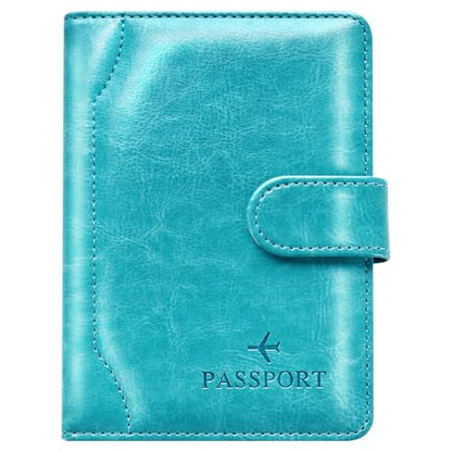 Passport Holder for Travel Essentials Wallet Cover Case Women Men Gift - color: D-Turquoise