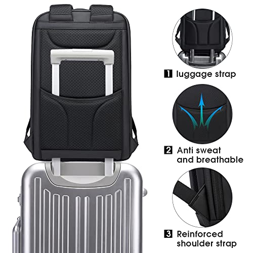 BANGE Business Smart Backpack Waterproof fit 15.6 Inch Laptop Backpack with USB Charging Port,Travel Durable Backpack - color: Black, size: Large