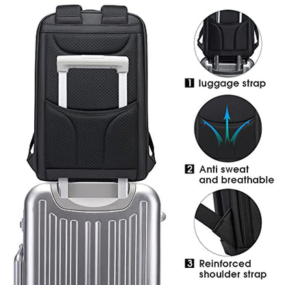 BANGE Business Smart Backpack Waterproof fit 15.6 Inch Laptop Backpack with USB Charging Port,Travel Durable Backpack - color: Black, size: Large