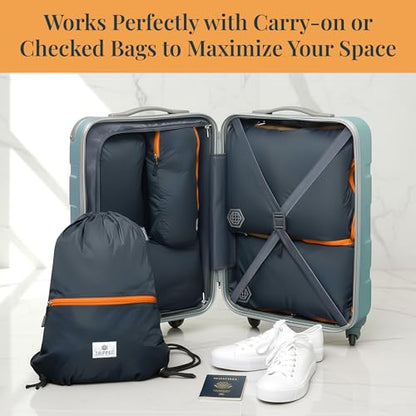 TRIPPED Travel Gear Extra Large Compression Packing Cubes 6-Piece Set - color: Grey/Orange