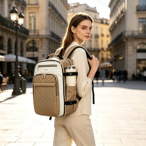 VANKEAN 50L Water- Resistant Laptop Backpack for Women College - color: Beige/Khaki, size: 50L