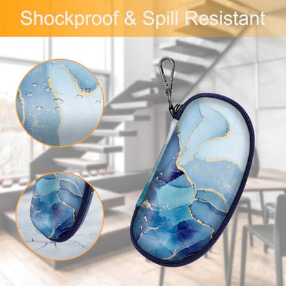 FINTIE Sunglasses Case with Carabiner, Hard Shell Shockproof Sport Glasses - color: Ocean Marble
