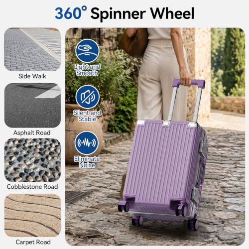 Carry On Luggage, Zipperless Aluminum Frame Suitcase, Purple, 20 in - color: Purple, size: 20in