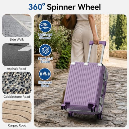Carry On Luggage, Zipperless Aluminum Frame Suitcase, Purple, 20 in - color: Purple, size: 20in
