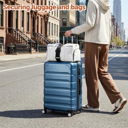 BILIONE 4 Pack Adjustable Elastic Luggage Connector Straps for Suitcases - color: Blue+Orange+Rose Pink+Green