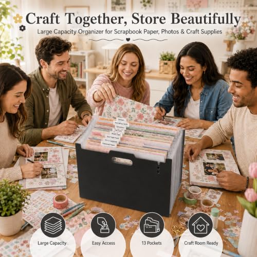 12x12 Scrapbook Paper Storage Organizer - color: black