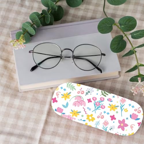 CREATCABIN Cute Eyeglasses Case Hard Shell PU Leather Glasses Case Portable Sunglasses Holder Spectacle Storage Protective Co - style: Colorful Flowers