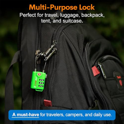 Forge TSA Approved Luggage Locks, Re-settable Combination with Alloy Body(Green 2 Locks) - color: Green 2 PK