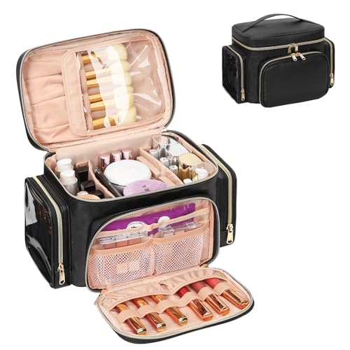 Bagmoly Large Makeup Bag, Travel Makeup Cosmetic Bag for Girls, Black - color: 01-Black, size: Medium