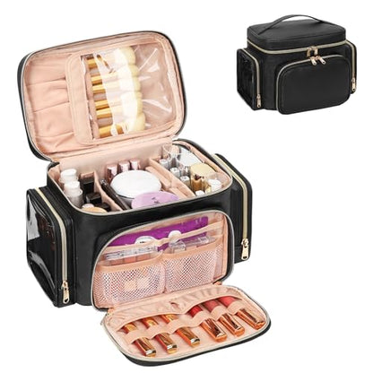 Bagmoly Large Makeup Bag, Travel Makeup Cosmetic Bag for Girls, Black - color: 01-Black, size: Medium