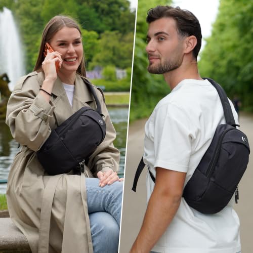 Swissdigital Design Crossbody Bag for Men, RFID Blocking Sling Bag with Adjustable Strap Use - color: Black