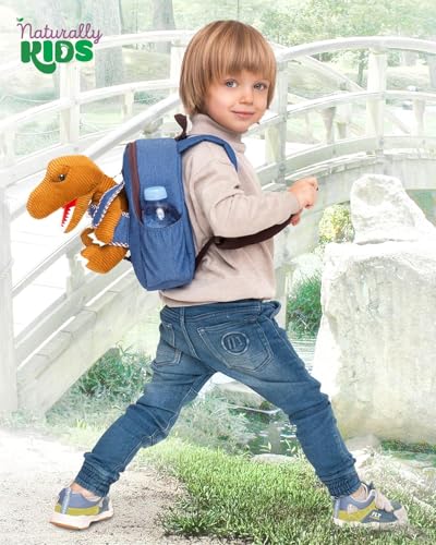Naturally KIDS Toddler Backpack w. Plush Brown Dinosaur Toy, Kids Gift 2-5 - color: 04 Dinosaur Trex, size: Small