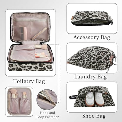 U+U 10 Set Compression Packing Cubes, Travel Organizers (Leopard) - color: Leopard-02, size: 10 Set