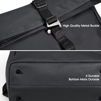 Laptop Backpack Rolltop Expandable, Black - color: Black
