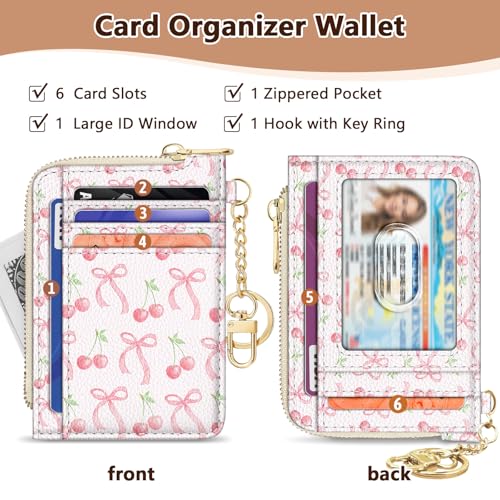 GIANCOMICS Slim Wallet Women, Credit Card Holder, Small Rfid Cherry Bow - color: Cherry Bow
