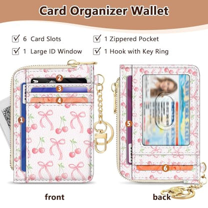 GIANCOMICS Slim Wallet Women, Credit Card Holder, Small Rfid Cherry Bow - color: Cherry Bow