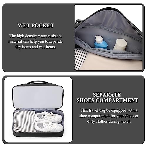 Weekender Bags for Women, Personal Item Travel Bag with Shoes Compartment - color: Black, size: Large