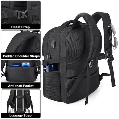 MOZETO 17 Inch Laptop Backpack, Large Tactical Inspired Travel Bag - color: Black