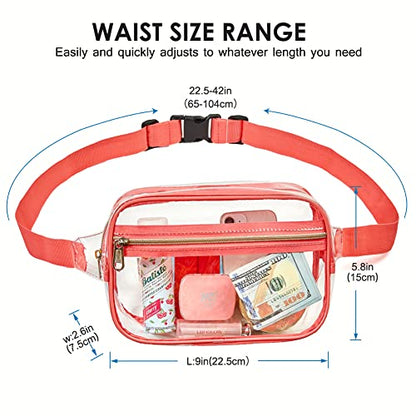 Clearworld Clear Fanny Pack, Waterproof 3-in-1 Belt Bag for Women, Pink - color: Pink