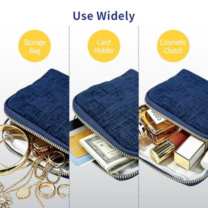 2PCS Small Travel Jewelry Case with Earring Box Mini Jewelry Case - color: 2PCS Dark blue and light blue