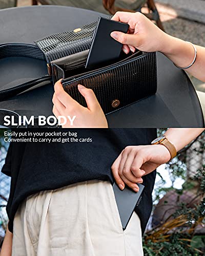 VULKIT Minimalist Credit Card Holder Pop Up Cards RFID Protection Slim Metal Wallet - color: Matte Black