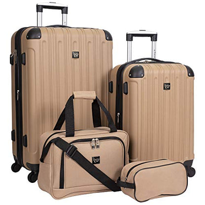 Travelers Club Midtown Hardside 4-Piece Luggage Travel Set, Tan - color: Tan